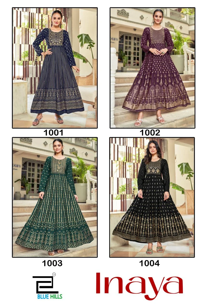 Blue Hills Inaya Rayon 14Kg Wholesale Anarkali Gown Catalog — Wholesale Kurtis, Blue Hills wholesale from Surat — view 5